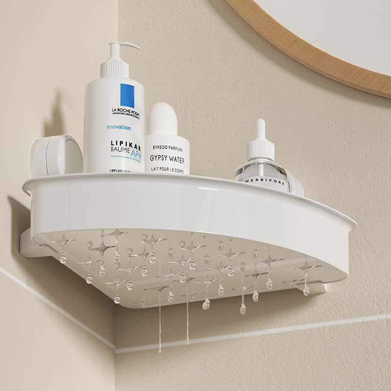 Non-drilling bathroom toilet washroom tripod wall-mounted storage, bathroom suction cup type storage rack