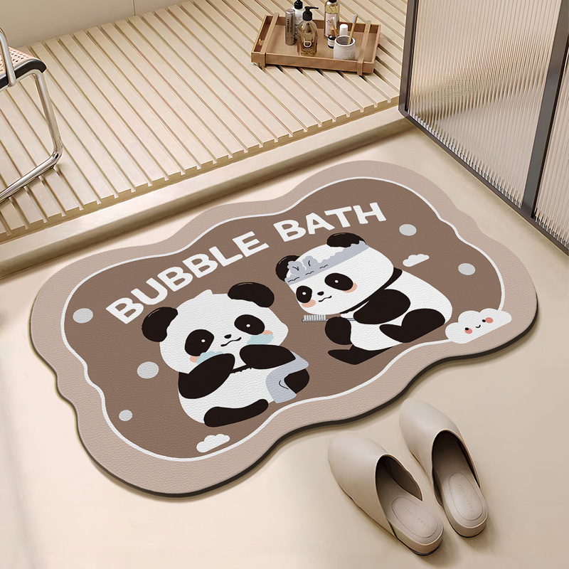 Cartoon animal diatom mud floor MATS, bathroom and toilet quick-drying water-absorbing floor MATS, anti-slip and dirt-resistant floor MATS at the toilet door details Picture