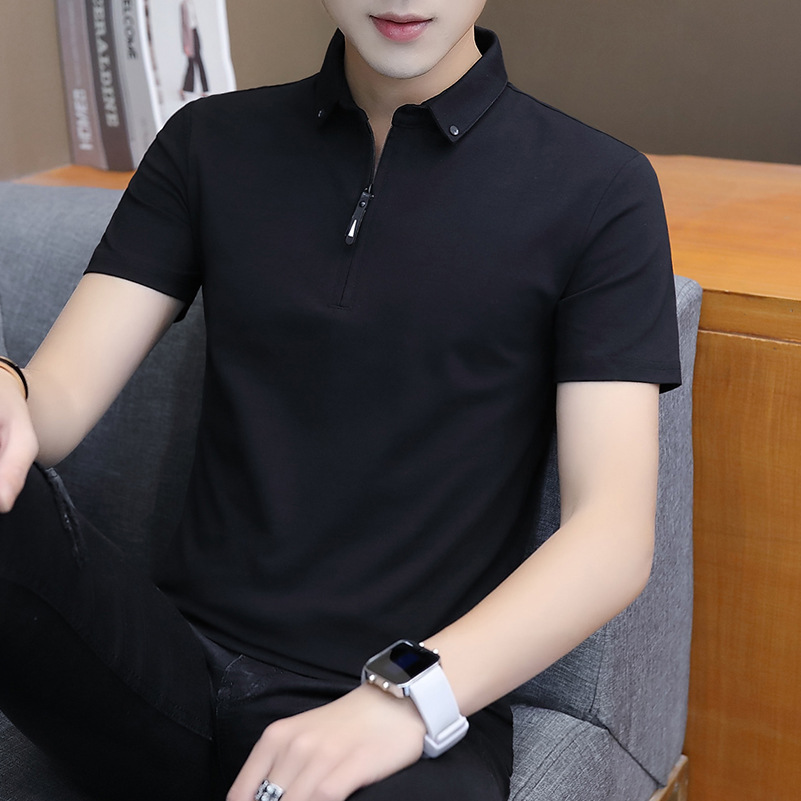 Polo shirts, men's short-sleeved T-shirts, solid-color men's half-sleeved shirts, casual cotton men's wear with lapels for middle-aged and young people in spring and summer 2022 details Picture