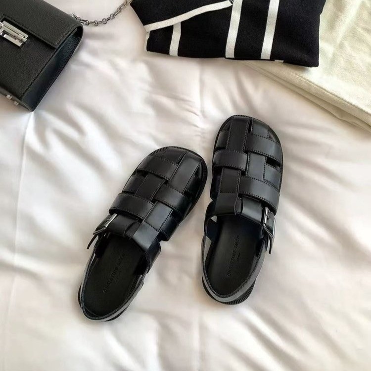 Summer shoes, Roman sandals, women's versatile 2025 Flat beach shoes, new no-cage open-toe soft leather slippers for women Specification image