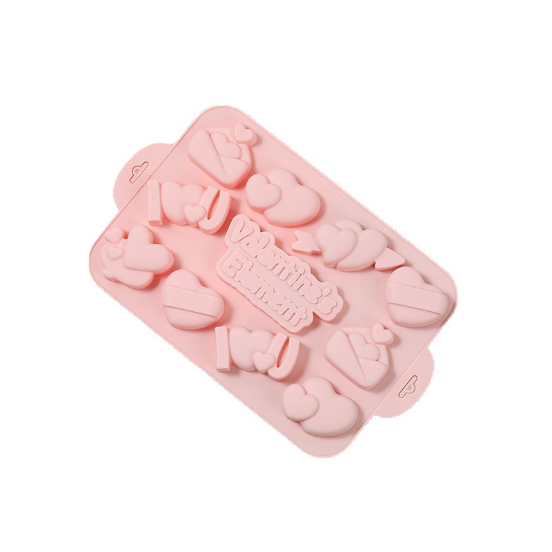 The new Heart series multi-link food-grade chocolate mousse silicone mold is an easy-to-demold baking cake mold Item Picture