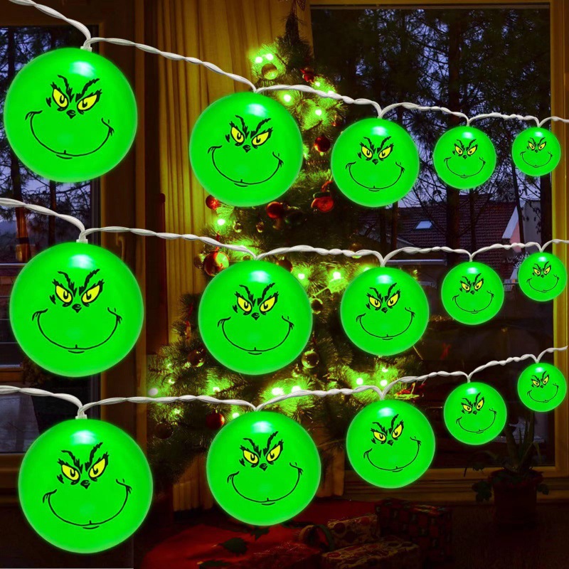 Wholesale of cross-border best-selling LED lights, grinch cartoon atmosphere decorative Christmas light strings Application Scenario