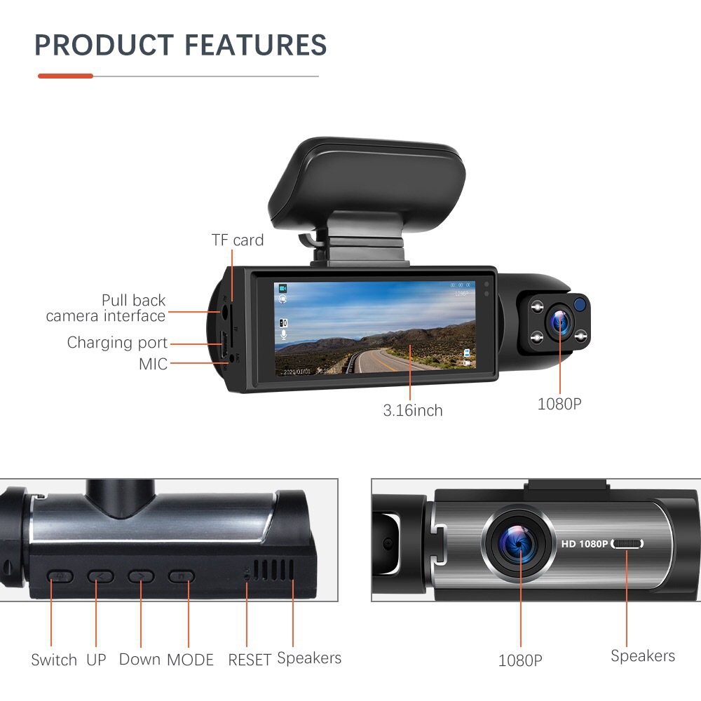 Cross Border Dashcam Hd Dual-Lens Dual-Recording Infrared Night Vision 3M Vehicle Dv Camera Recorder Application Scenario