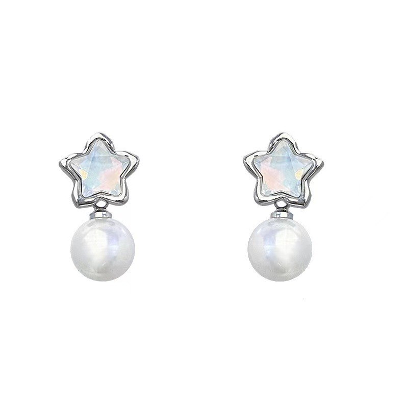 Agujas de plata 925 ins wind niche premium sense pendientes arco viaje diario pendientes de perlas de estilo burlesco de la red Item Picture