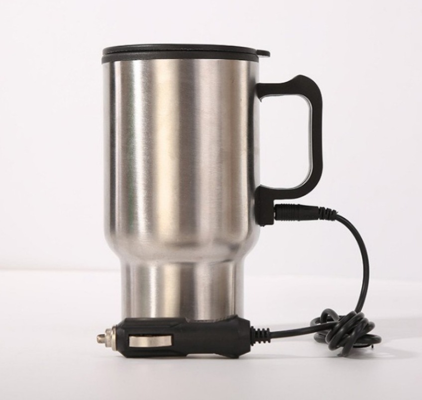 12V inner plastic outer steel car insulated cup, car water boiling cup, car heating cup, electric heating cup, color box set details Picture