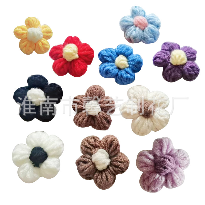Handmade crochet, choux pastry, woolen yarn, flowers, DIY hair clips, accessories, corsages, bags, clothing accessories, flowers Item Picture
