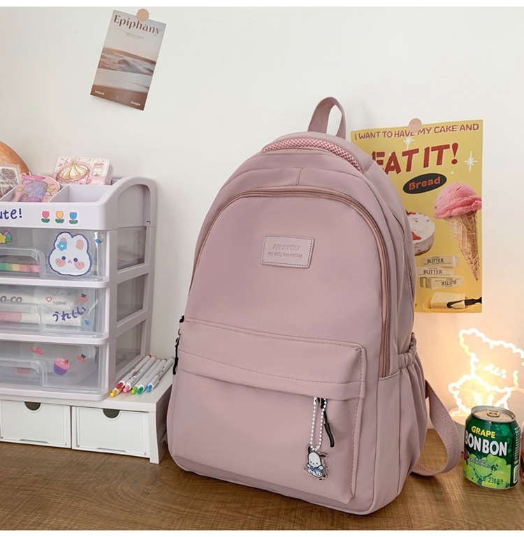 森系大容量高中大学生书包女简约百搭ins校园风双肩包女电脑背包详情39