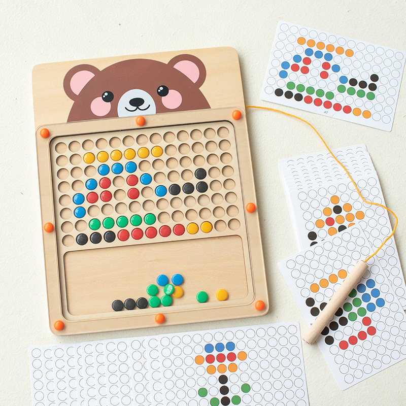 跨境儿童木制磁性运笔拼图画板宝宝磁力控笔训练启蒙早教益智玩具