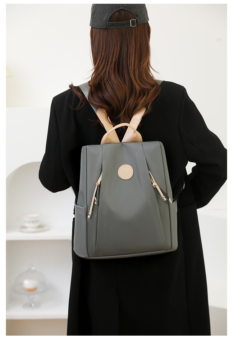 跨境百搭防盗通勤女包大容量尼龙简约双肩包防泼水休闲大学生书包详情26