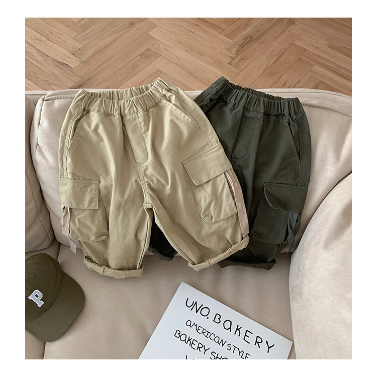 KALATOM Japanese-style children's workwear casual trousers, boys' washable retro versatile pants, large pocket fashionable pants Application Scenario