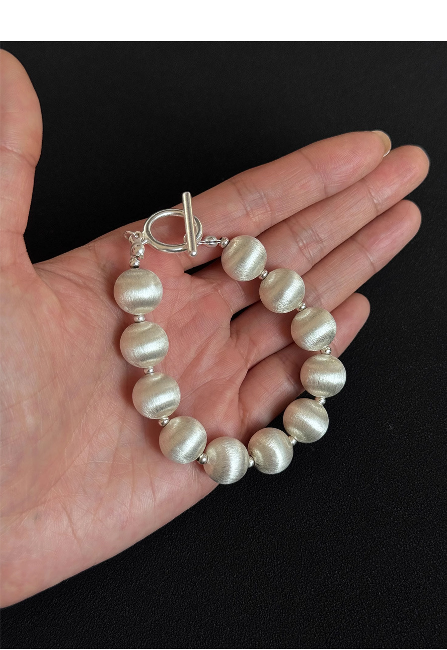 拉丝圆球银色猫眼项链女秋冬百搭高级感轻奢锁骨链小众毛衣链饰品详情11