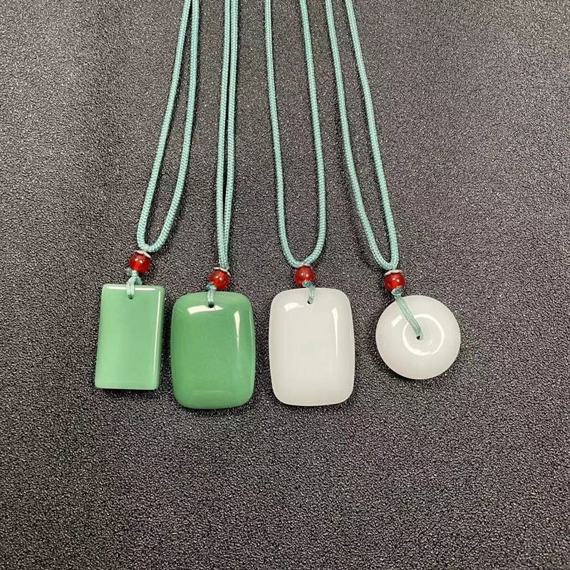 A fresh and clean white jade pendant with a peace pendant, a live-streaming ranking gift style necklace, and a street stall sales accessory pic 10
