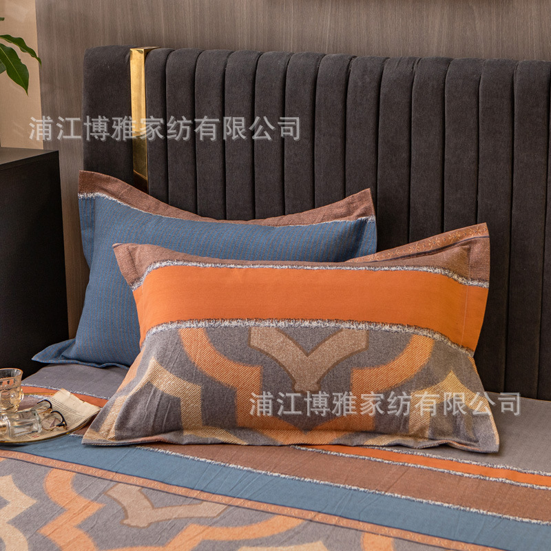 Boya Home Textile's frosted all-cotton pillowcases, washed cotton single and double dormitory pillowcases pair set factory wholesale