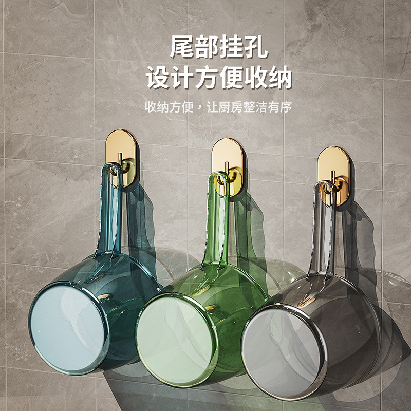 Light Luxury Clear Ladle Long Handle Thickened Large Water Spoon Drift Can Hang Bathroom Shampoo Water Ladle Children Bath Ladle details Picture