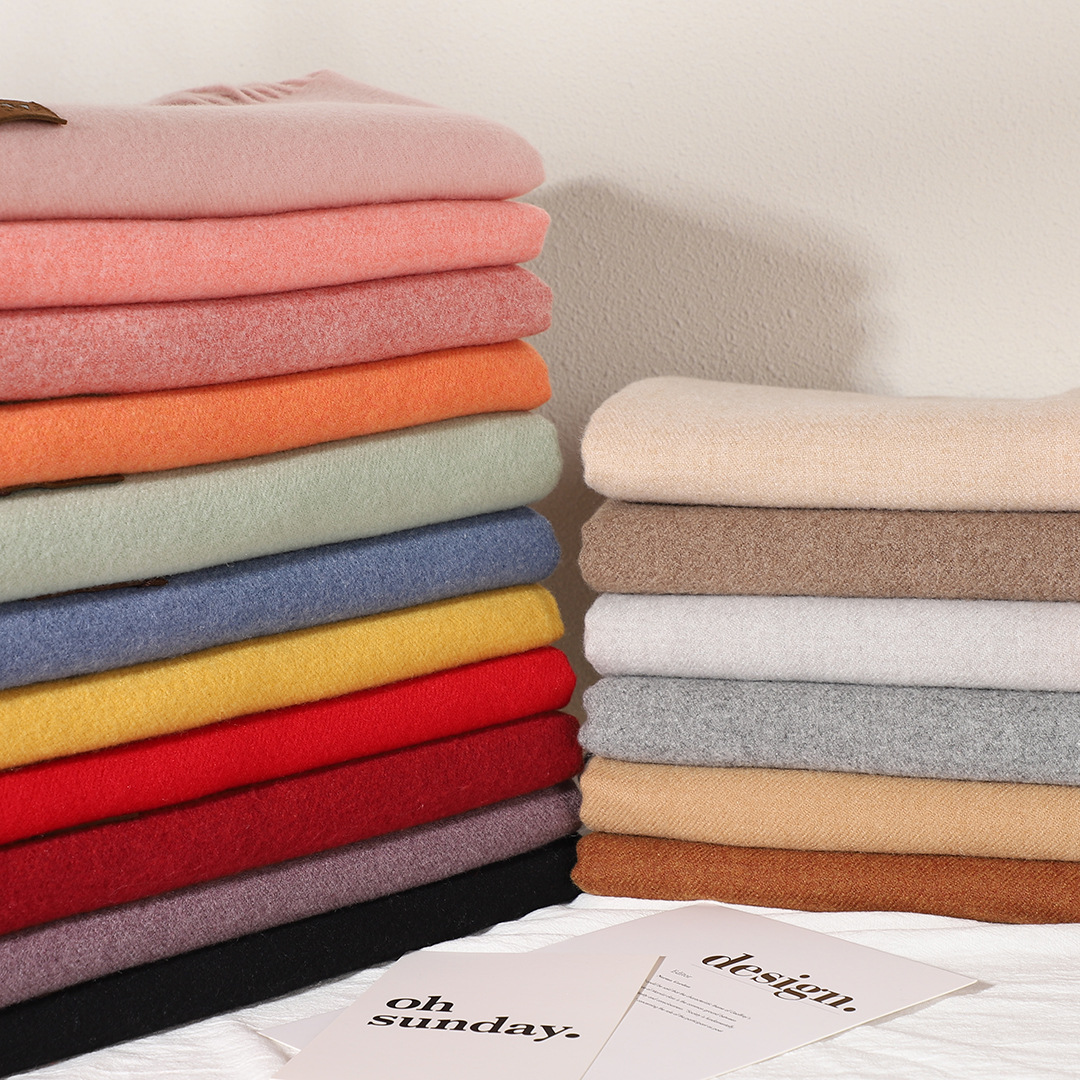 Solid-color tweed scarf for women, 300g, Gorunsi faux cashmere single-color thickened scarf, Japanese-style plain color scarf for autumn and winter