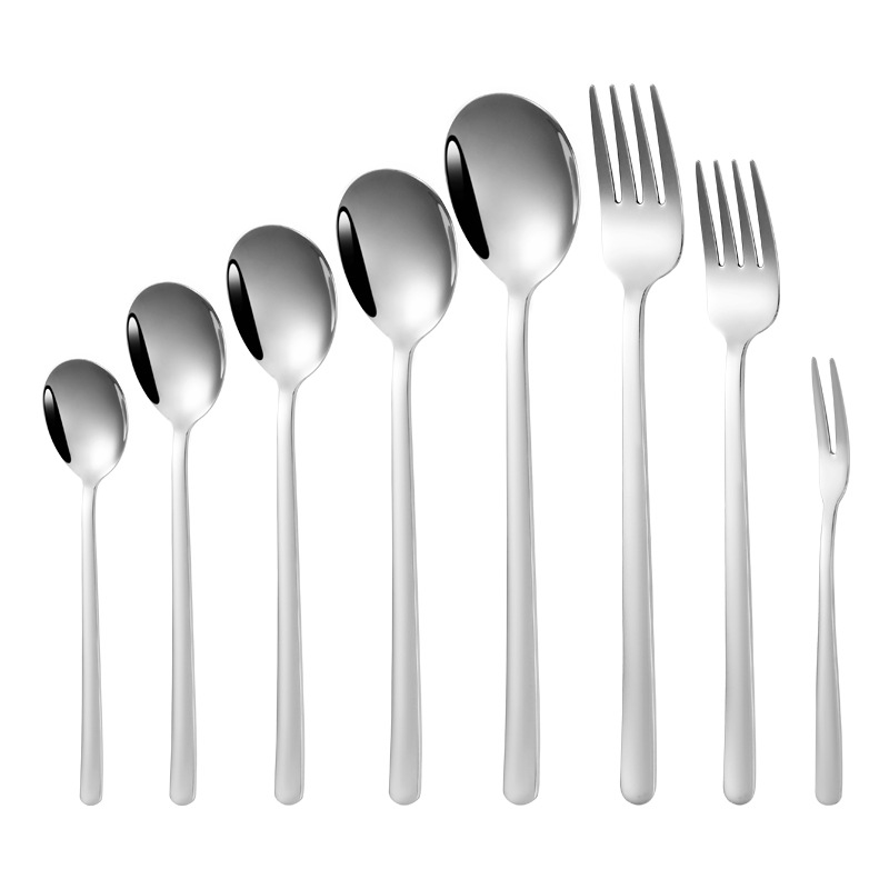 304 Stainless Steel Spoon Korean Dessert Spoon Fork Coffee Long Handle Mixing Spoon Household Dining Spoon Stainless Steel Tableware Item Picture
