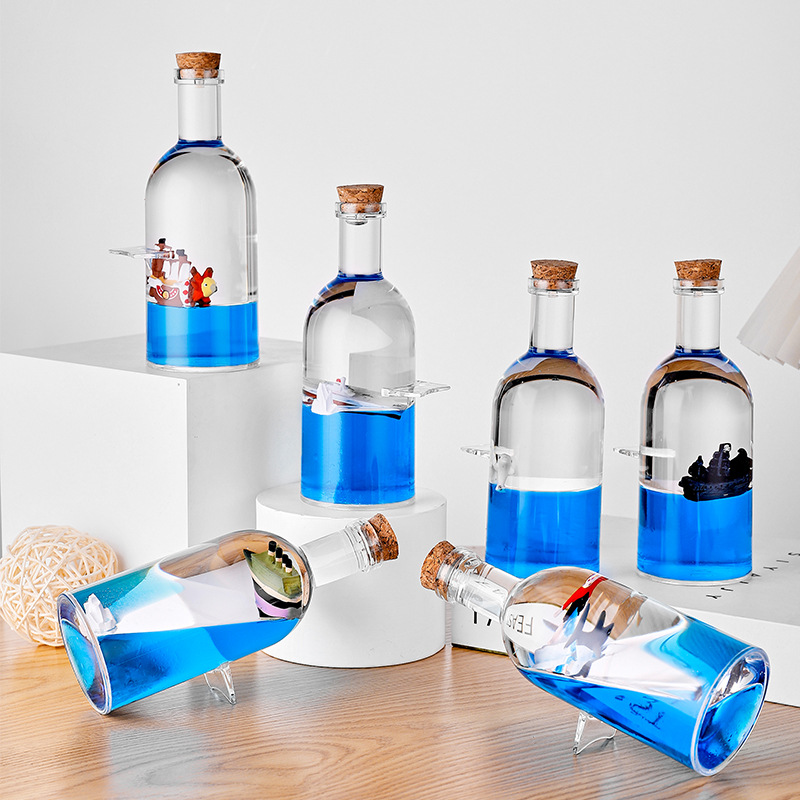 Creative wine bottle models, cruise ships, sailboats, drift bottles, never sink, desktop stress-relieving ornaments, liquid oil droplets, flowing sand bottles