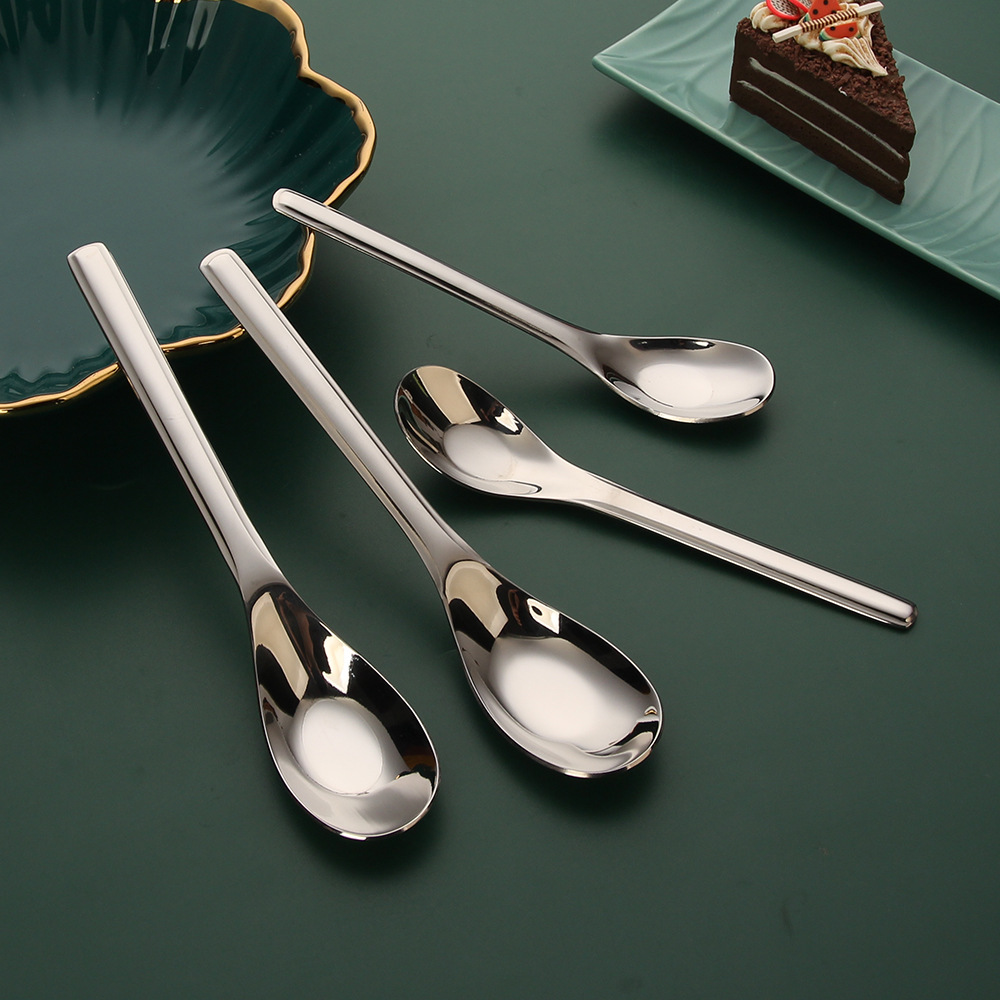 316 spoons, stainless steel spoons, 304 small soup spoons wholesale, spoons for household use, commercial use, Chinese trend style flat-bottomed spoons details Picture