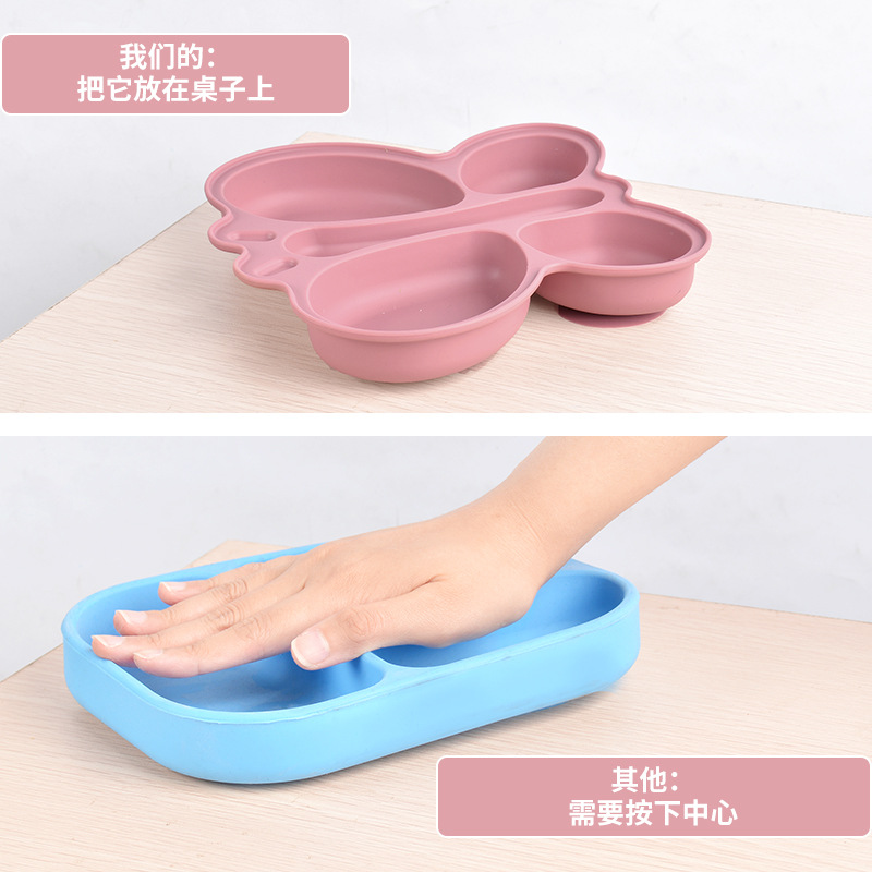 Children's cartoon butterfly compartment silicone dinner plate 2-piece set, complementary food dinner plate, food-grade silicone dinner plate Application Scenario