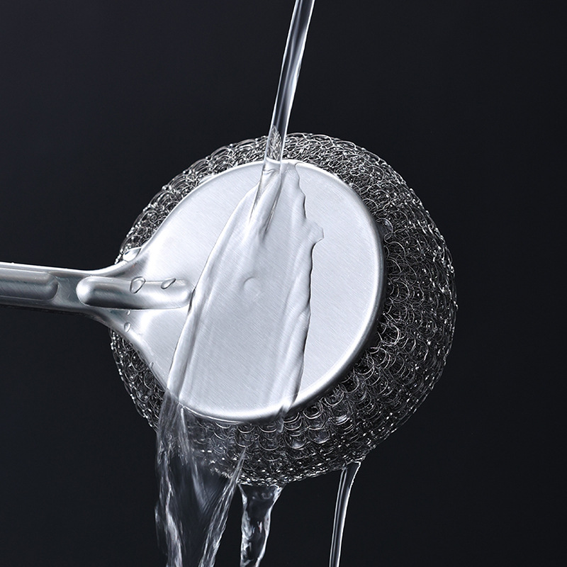 Stainless steel pot brush cleaning ball brush long-handled pot brush cleaning pot brush does not damage the pot, can replace steel wool ball pot cleaning magic tool Specification image