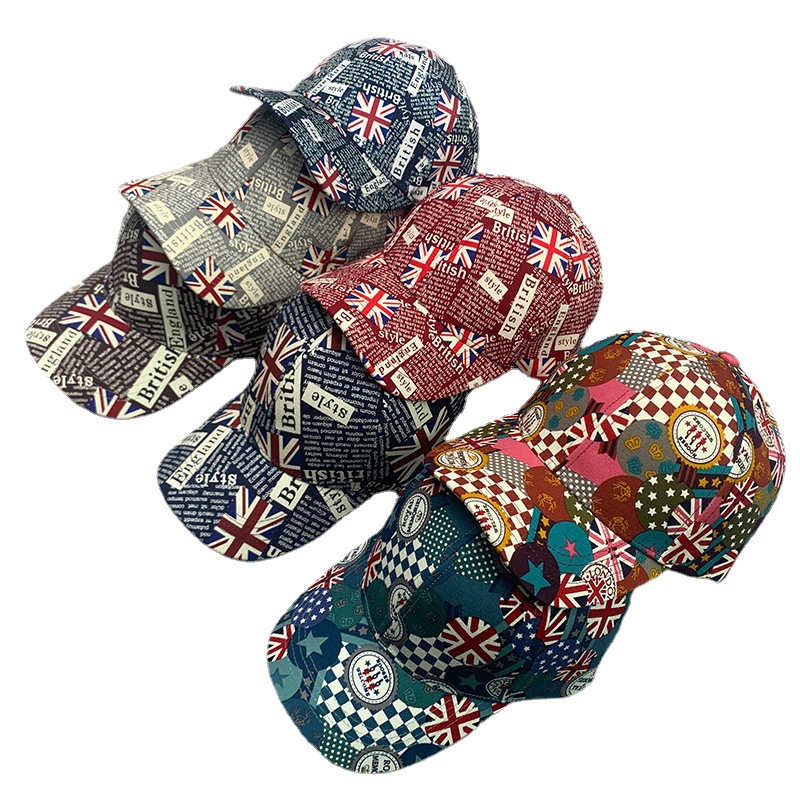 Classic Union Jack Graffiti Men's And Women's Baseball Caps Cotton All-Match Hip Hop Alphabet Breathable Sun Caps Wholesale Item Picture