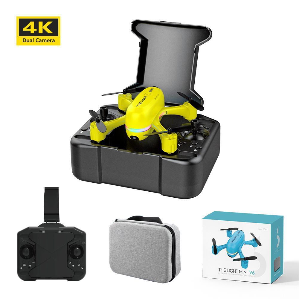 跨境V6迷你小飞机4k高清航拍四轴无人机定高跑马灯光流定位飞行器