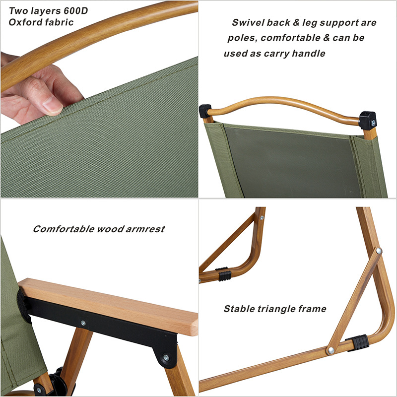 Outdoor portable folding chair, Kemite chair, aluminum alloy camping table, ultra-light backrest seat, campsite supplies, beach chair Specification image