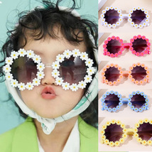 2022款个性糖果色新款小雏菊儿童款太阳镜 圆框可爱造型沙滩眼镜