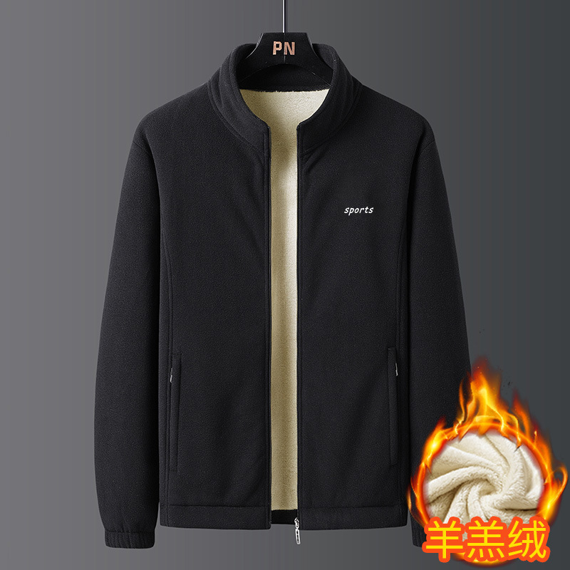 Fleece Jacket Lamb Fleece And Fleece Thickened Men's Coat Manufacturers Directly Supply Cross-Border Large-Size Hoodie In Autumn And Winter details Picture