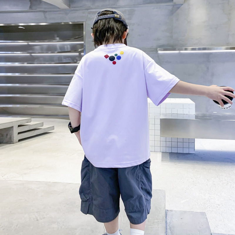 Trendy brand boys' summer wear 2025 new children's cartoon printed short-sleeved T-shirt, loose medium and large children's half-sleeved summer T-shirt Application Scenario