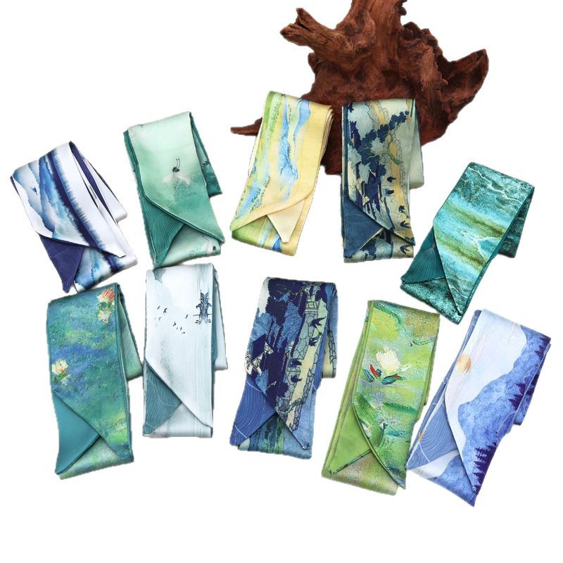 The "National Trend Ancient Style" series features ink-wash painting, silk texture, satin, flowing silk scarves, ribbons, hair ties, belts and wrist straps Item Picture