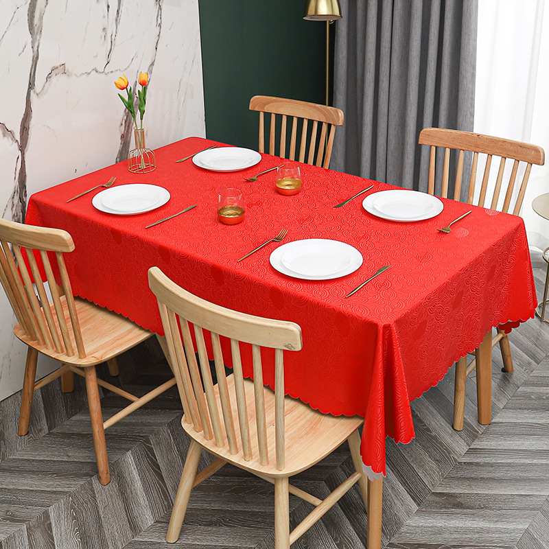 Simple anti-slip PU waterproof, oil-proof, heat-resistant, no-wash tablecloth, tablecloth, pvc household coffee table cloth, rectangular shape Specification image