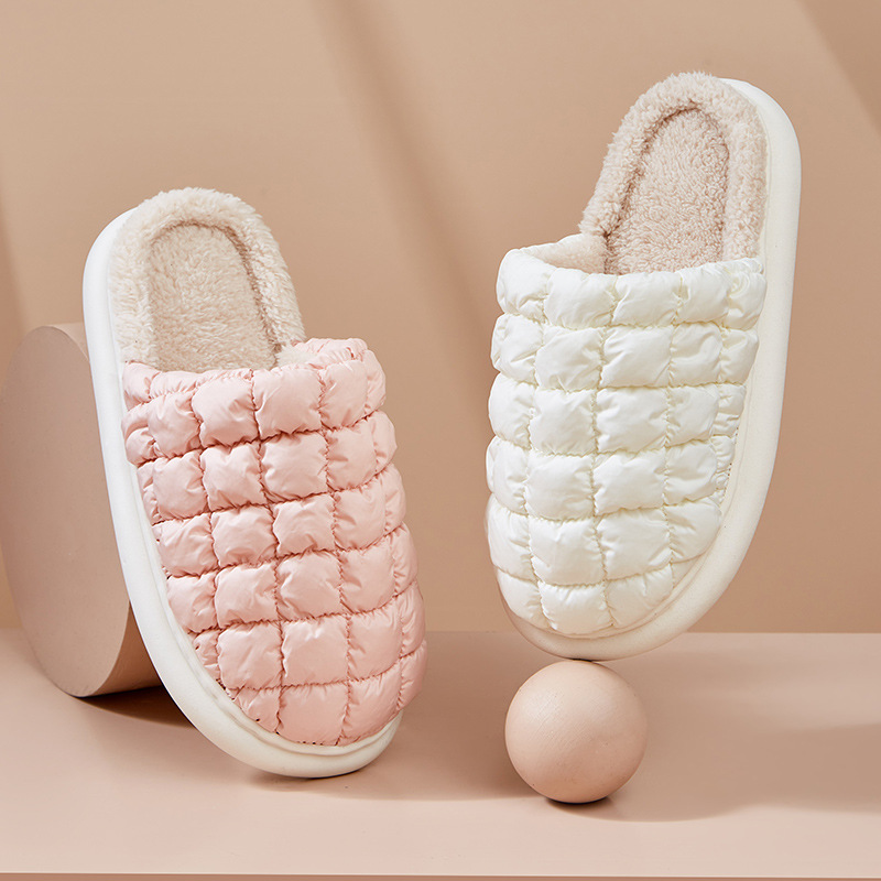 Keke indoor slippers with thickened toe caps for warmth, waterproof and anti-slip, thick-soled couple's home moonlit cotton slippers wholesale details Picture