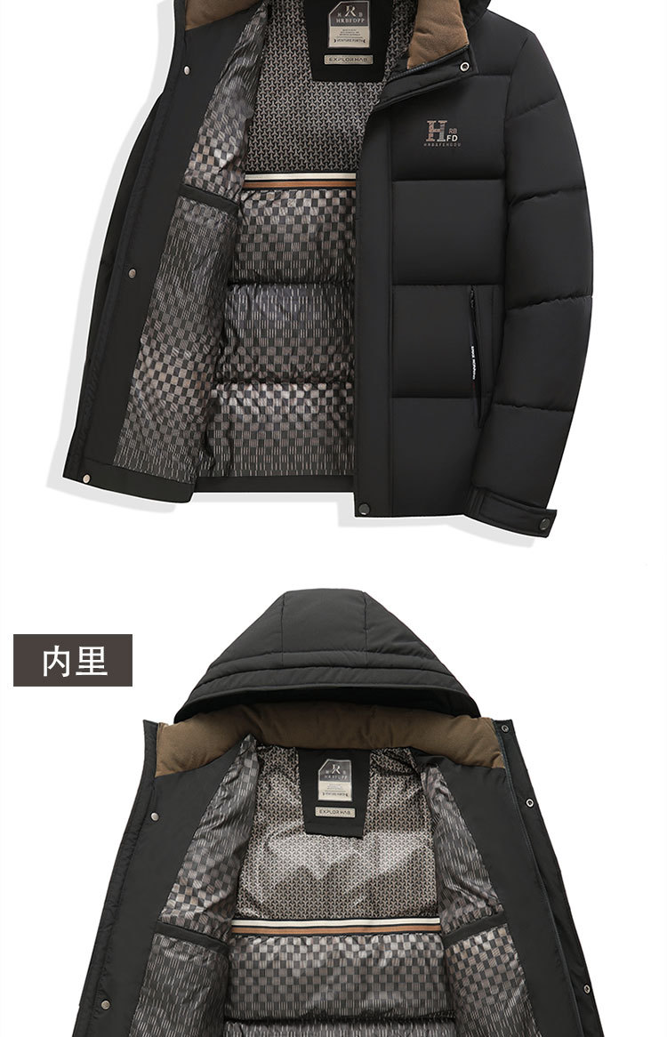 Down cotton-padded jacket for men, short coat for 2024 winter, detachable cap, cotton-padded jacket for middle-aged and elderly people, thick and warm cotton-padded jacket for men pic 8