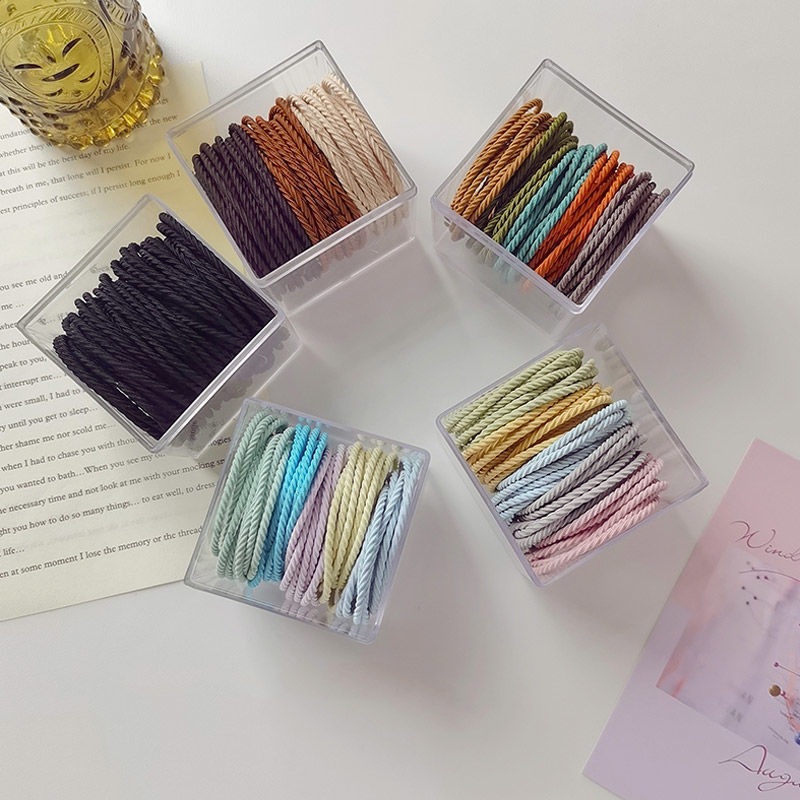 New 50-piece box-set gradient color high-elasticity hair band, simple hair tie, new rubber band hair tie
