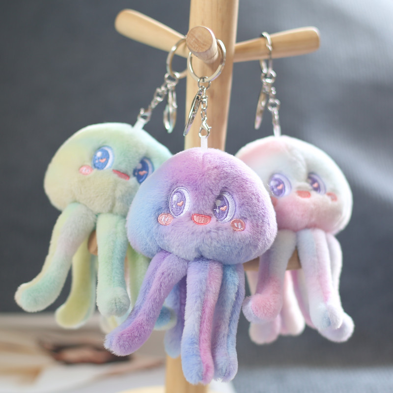 Cute and adorable Marine animal jellyfish pendant, plush toy doll, octopus bag, hanging decoration, keychain doll