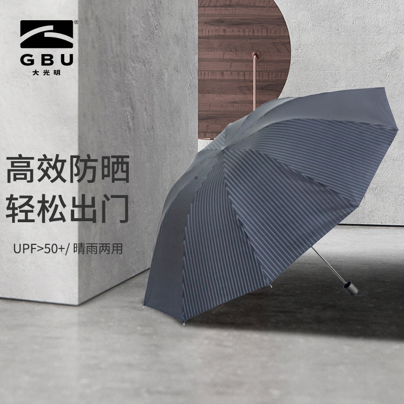 GBU大光明超大商务广告礼品伞黑胶防紫外线伞logo晴雨伞10K遮阳伞详情图1