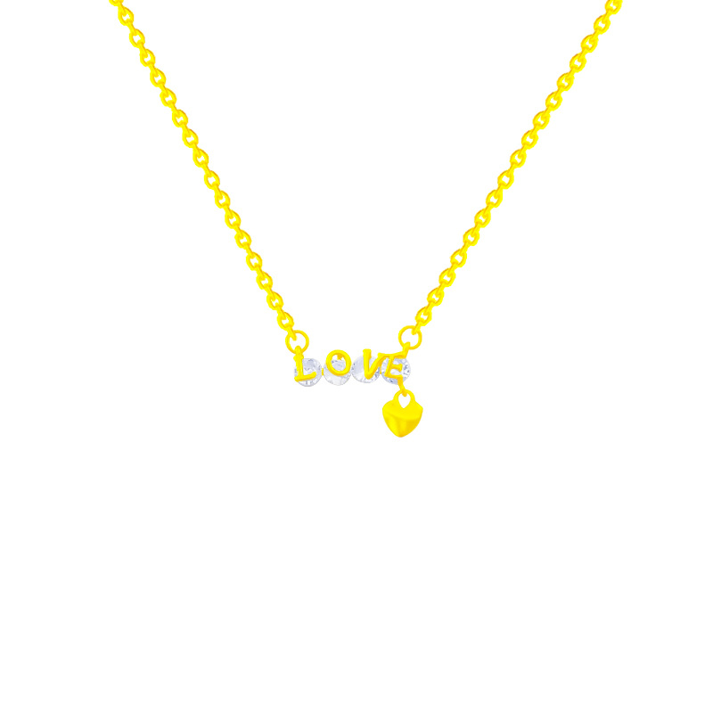 Lady Luck Love Letter Titanium Steel Choker 18K Real Gold Plated Love Pendant Fashion Collarbone Chain Necklace Tide Item Picture