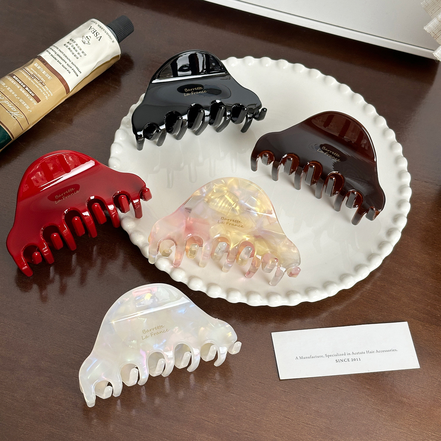 朵薇饰品高级感金标醋酸抓夹后脑勺盘发夹子发夹简约鲨鱼夹子发饰