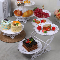 European dessert table decoration display stand Creative Wedding party cake stand Double layer candy tea heart fruit tray