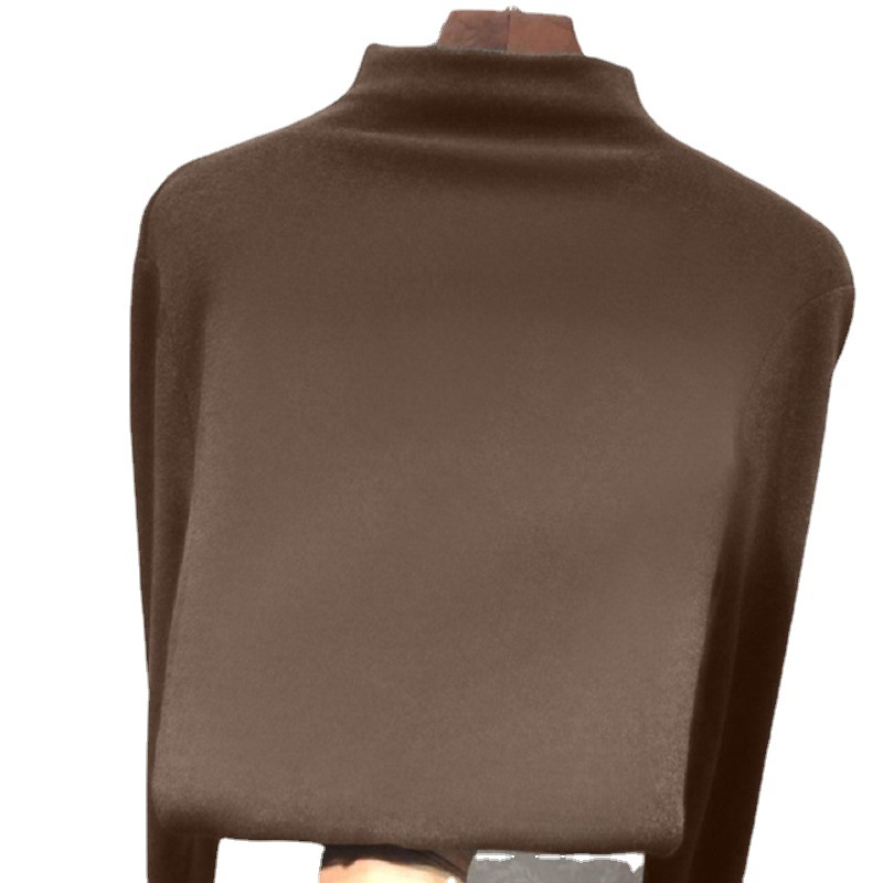 German velvet warm base layer solid color women's autumn and winter Korean-style fleece fitted long-sleeved T-shirt women's top wholesale Item Picture
