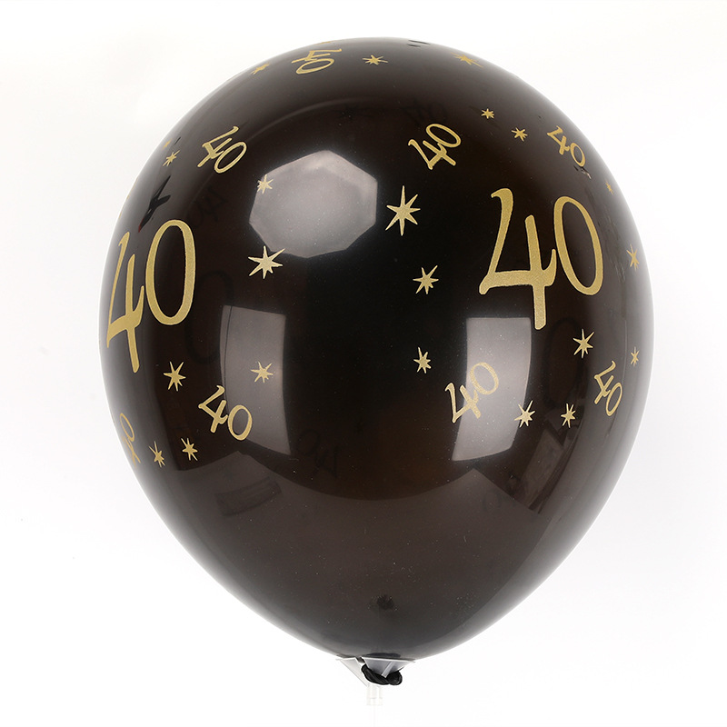新款跨境黑金乳胶气球数字印花生日聚会派对主题装饰套装用品批发详情图1