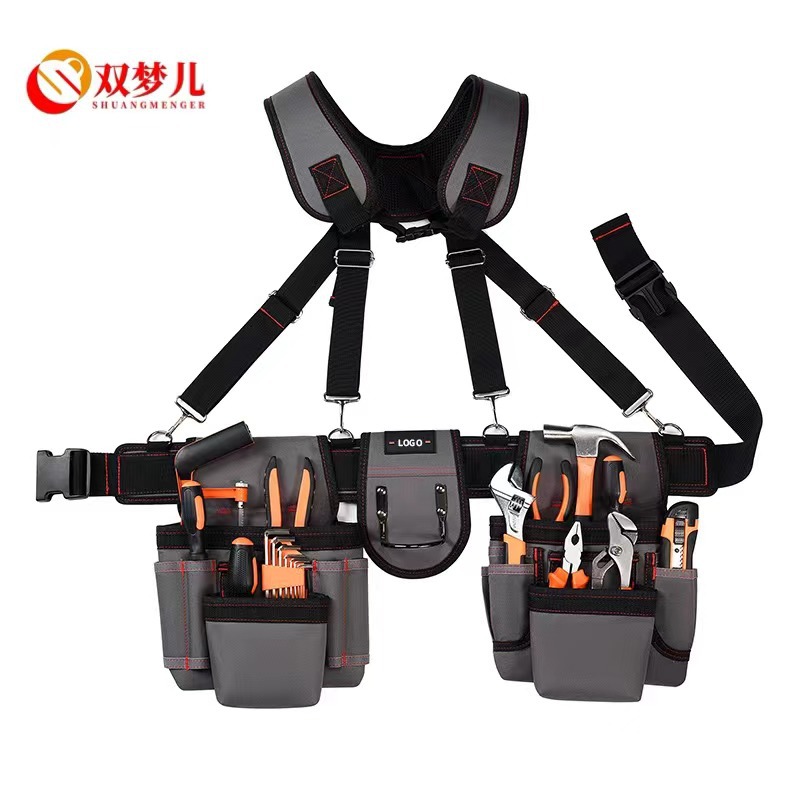 Electrician's special tool bag with shoulder strap and waist belt combination tool bag, sturdy and not uncomfortable on the shoulder, multi-functional equipment tool bag