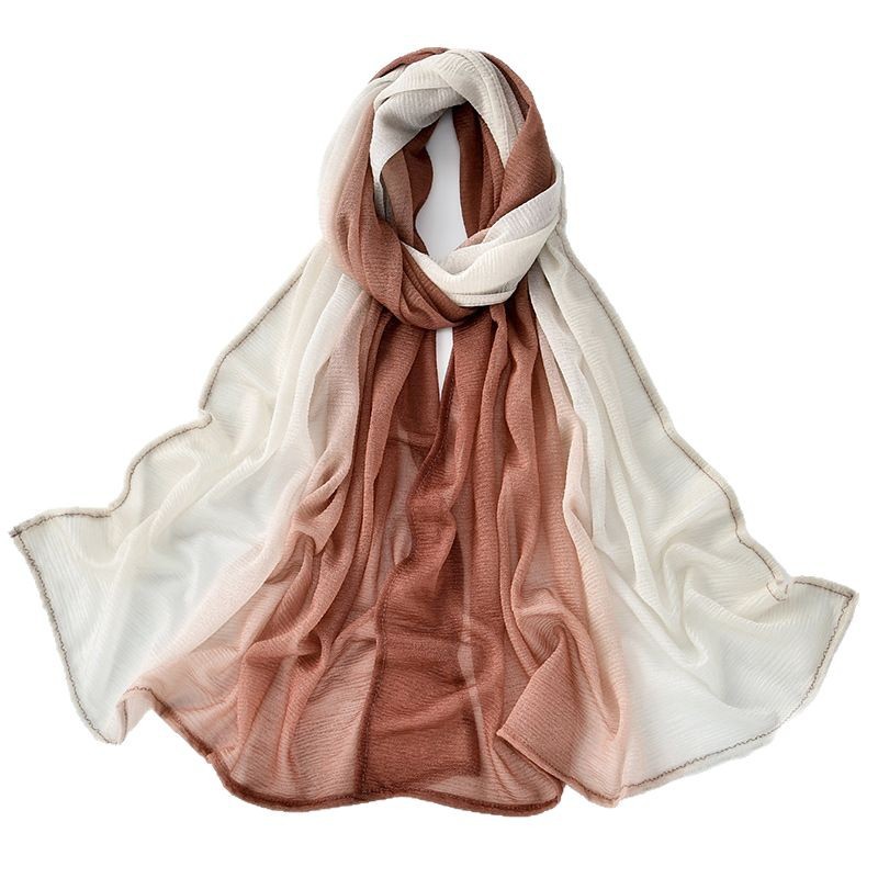 Wholesale of new solid-color gradient silk scarves, long scarves, women's scarves and thin polyester scarves for spring and autumn, which are popular in foreign trade Item Picture