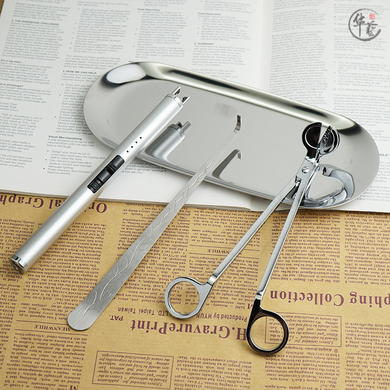 香薰蜡烛工具套装托盘剪刀灯芯剪灭烛器灭烛罩灭火勾三件套点火益细节图