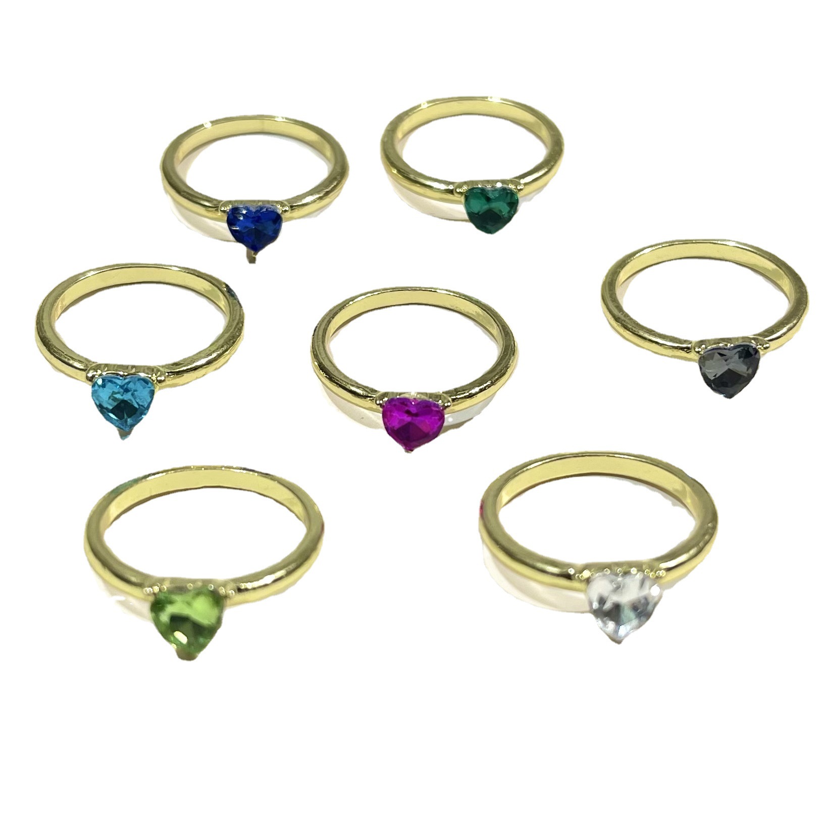 Cross-border exclusive zircon inlaid ring, Instagram style, recommended by a blogger, metal gold-plated heart-shaped ring factory direct sales Item Picture