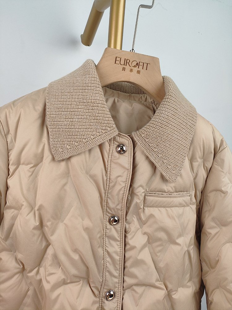 Light and thin down jacket for women, short style, 2025 winter new style, petite, fashionable and high-end white duck down and wool woven coat for women pic 16