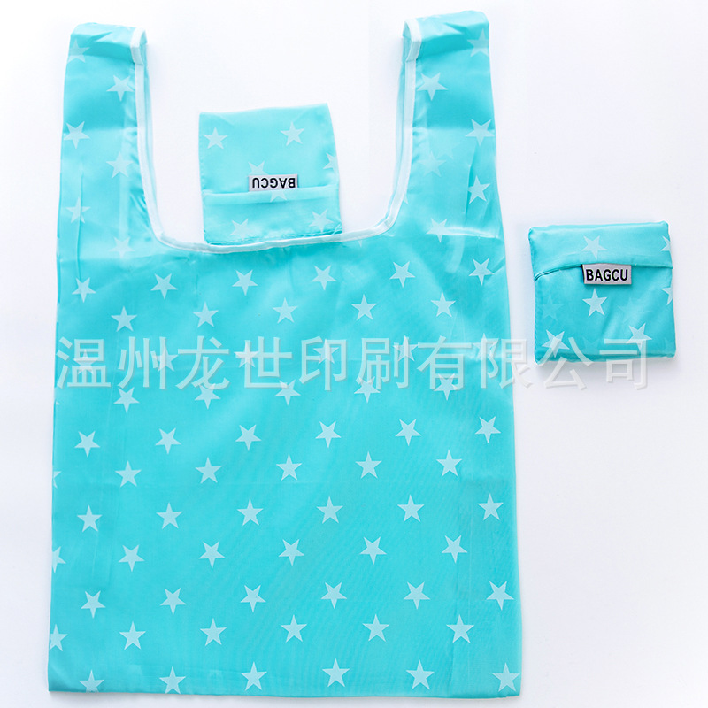 In-stock folding shopping bag, CU floral fabric, large side square bag, storage, polyester hand-held bag, can be printed with logo Application Scenario