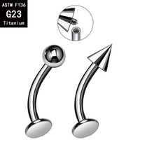 G23 Titanium pointed cone flat bottom tiger teeth nails lip nails F136 titanium alloy devil nails ear bone nails eyebrow nails piercing jewelry