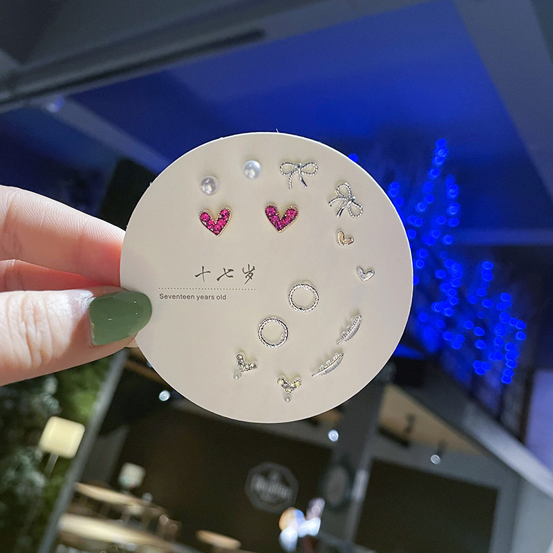 Exquisite And Compact One Week Stud Set Combination Earrings 2023 New Fashion Temperament Simple S925 Earrings Women Application Scenario